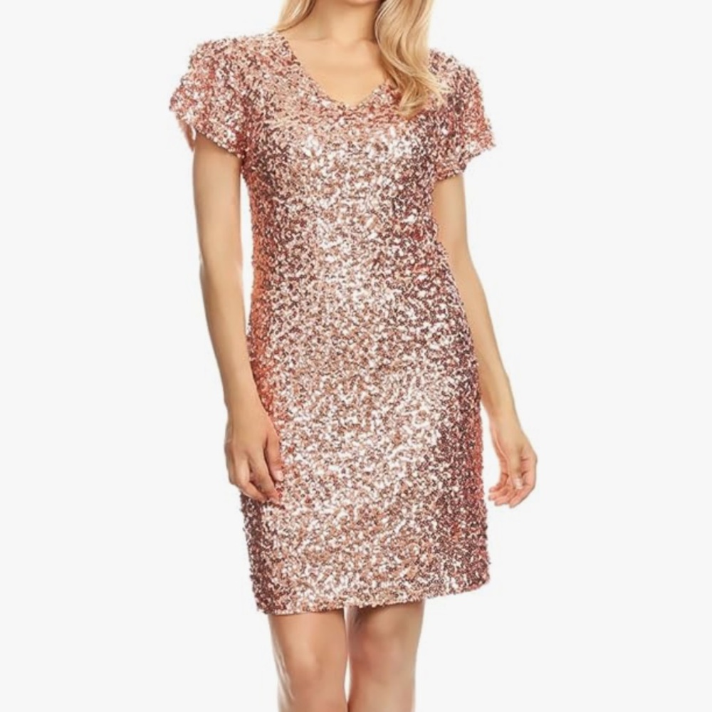 Sequin party dress, size L. Fun light pink fully sequin dress